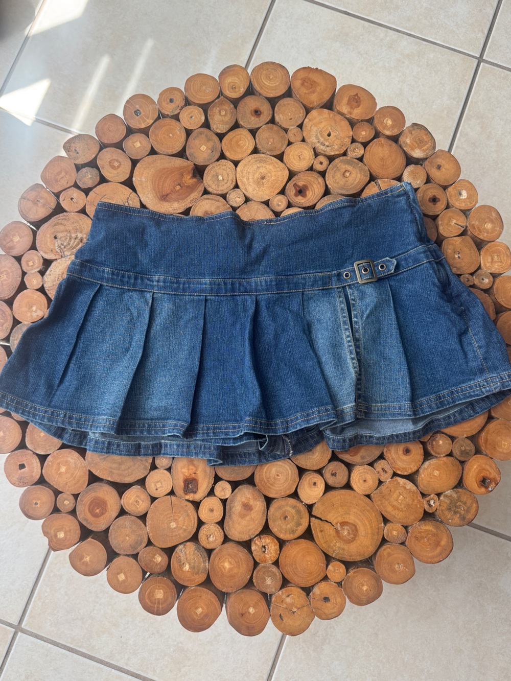 Urban Outfitters Dark Blue Denim Pleated Mini Skirt